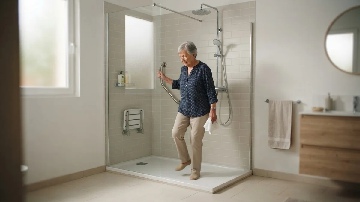 Aménagement de salle de bain PMR : douche à l'italienne, prix et sécurité senior
